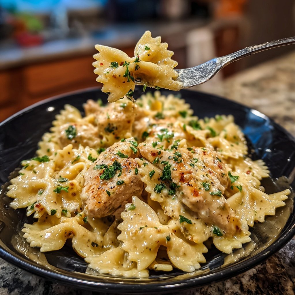 Bow Tie Pasta With Creamy Garlic Chicken