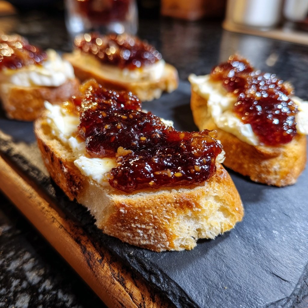Canapés with Fig Jam and Brie