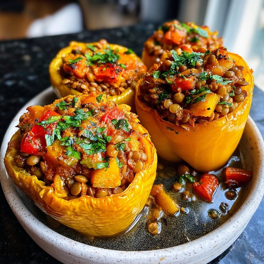 Mediterranean Lentil Stuffed Peppers