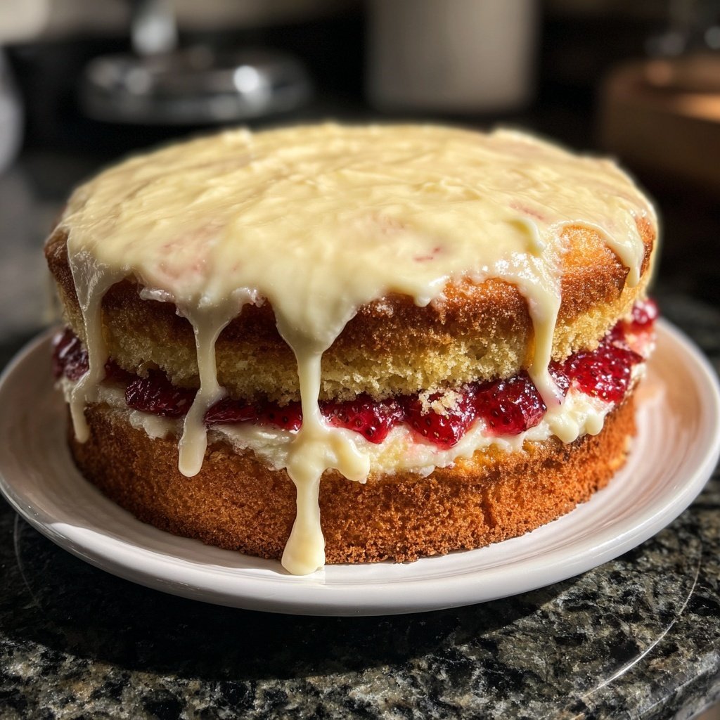Vanilla Cake with Strawberry Filling